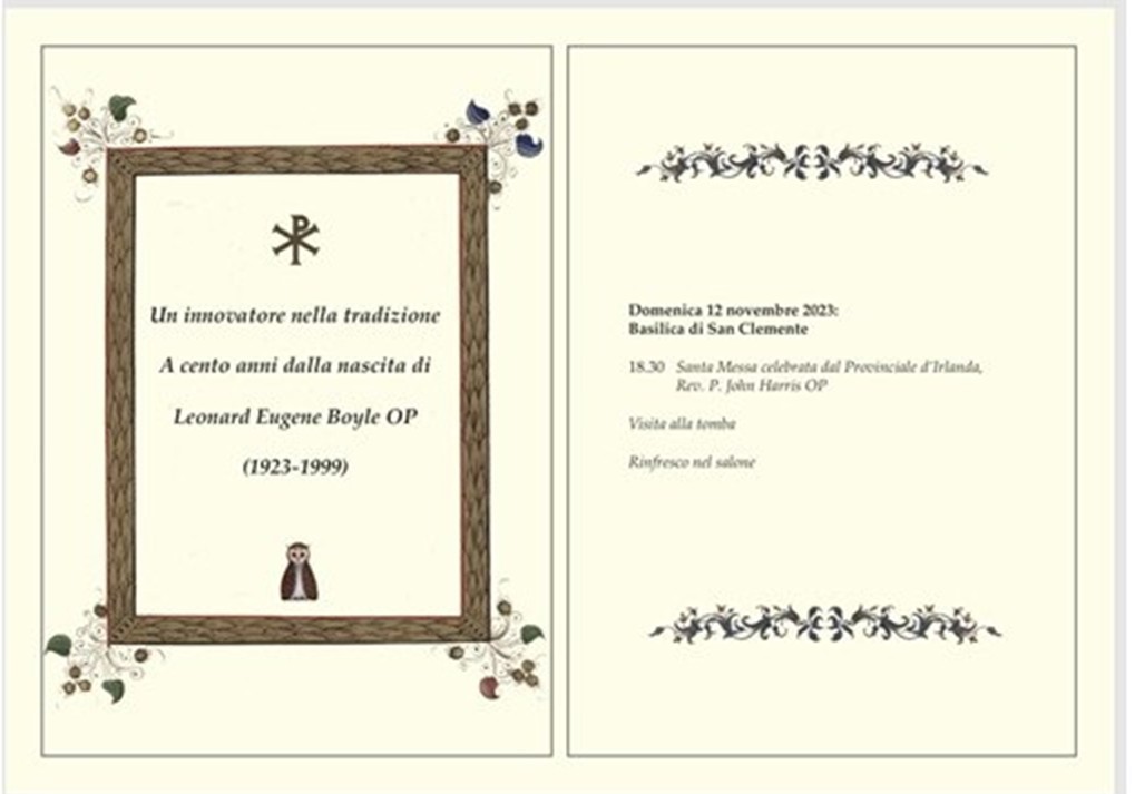 program for the Nov. 12, 2023 Memorial Mass at San Clemente